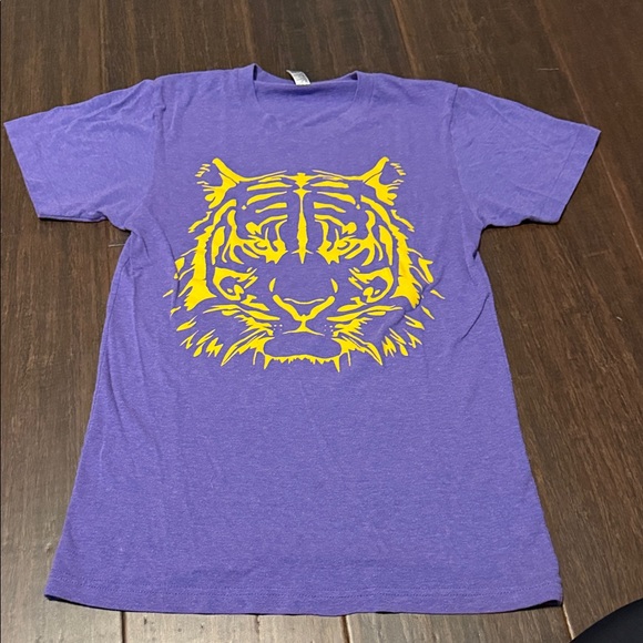 American Apparel Tops - American Apparel Purple Crewneck Tee yellow tiger graphic